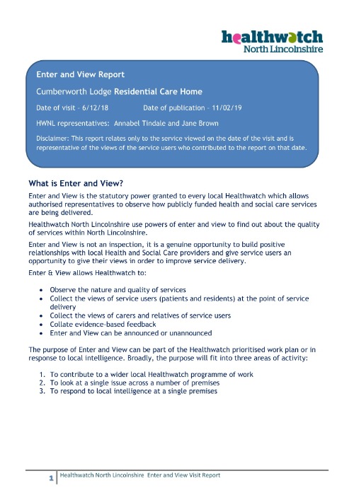 Cumberworth Lodge Residential Care Home